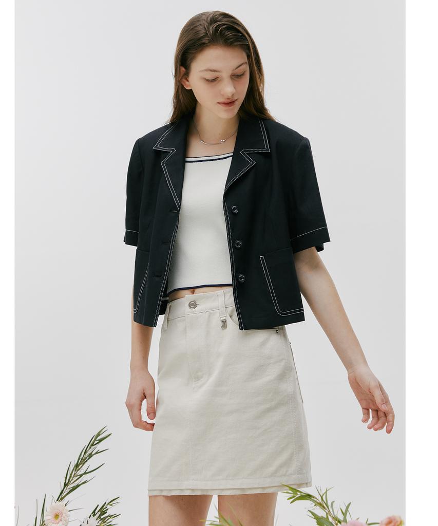 Ost Kaka Diago Casual Mini Skirt Ivory