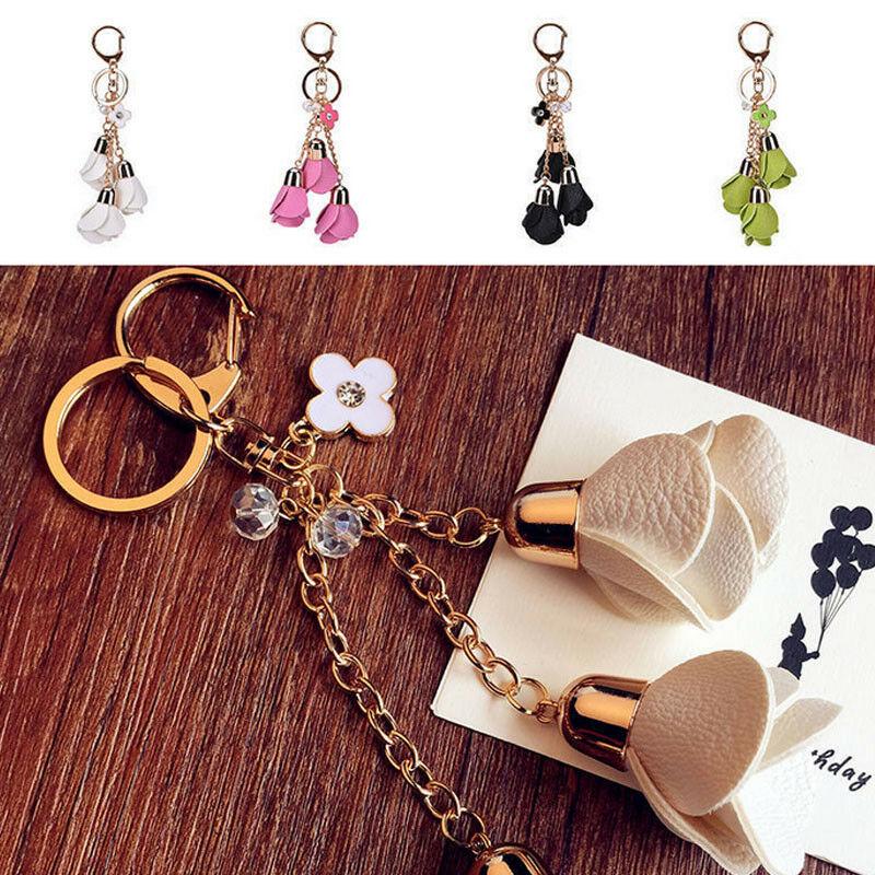 Satın alın Pendant Ring Chain Leather Key Keychain Charm Flowers Gift