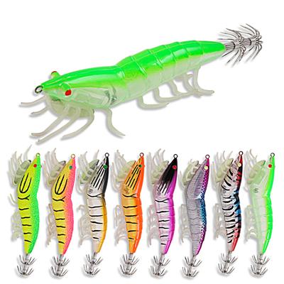 11,7 cm/20,5 g Angelköder, Tintenfischhaken, simulierte lebendige Haut, helle Farbe, weiche Füße, feine Verarbeitung, universelle leuchtende Garnelen, künstlicher Oktopus-Köder