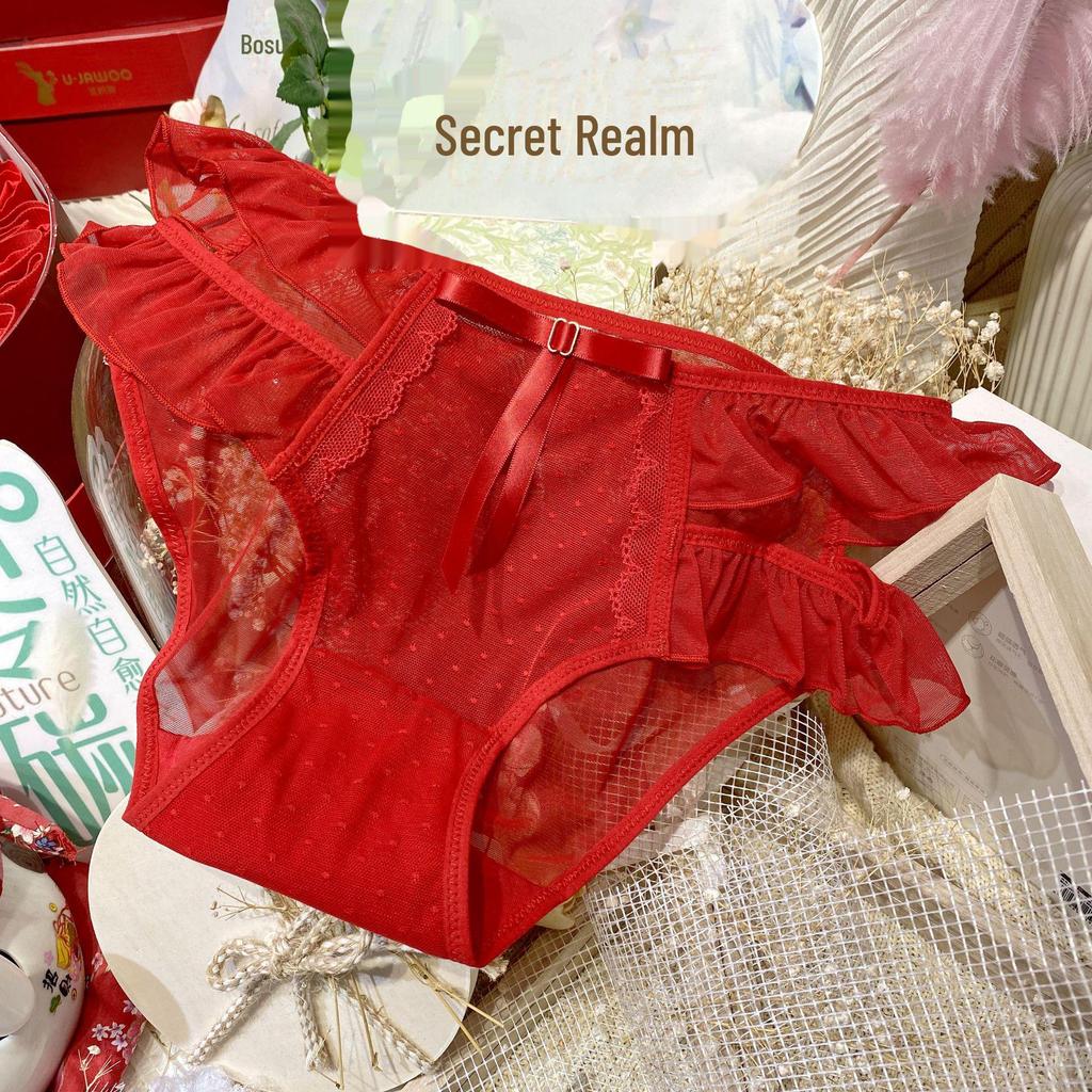 A029 Japonské síťované kalhotky s nízkým pasem a mašličkou