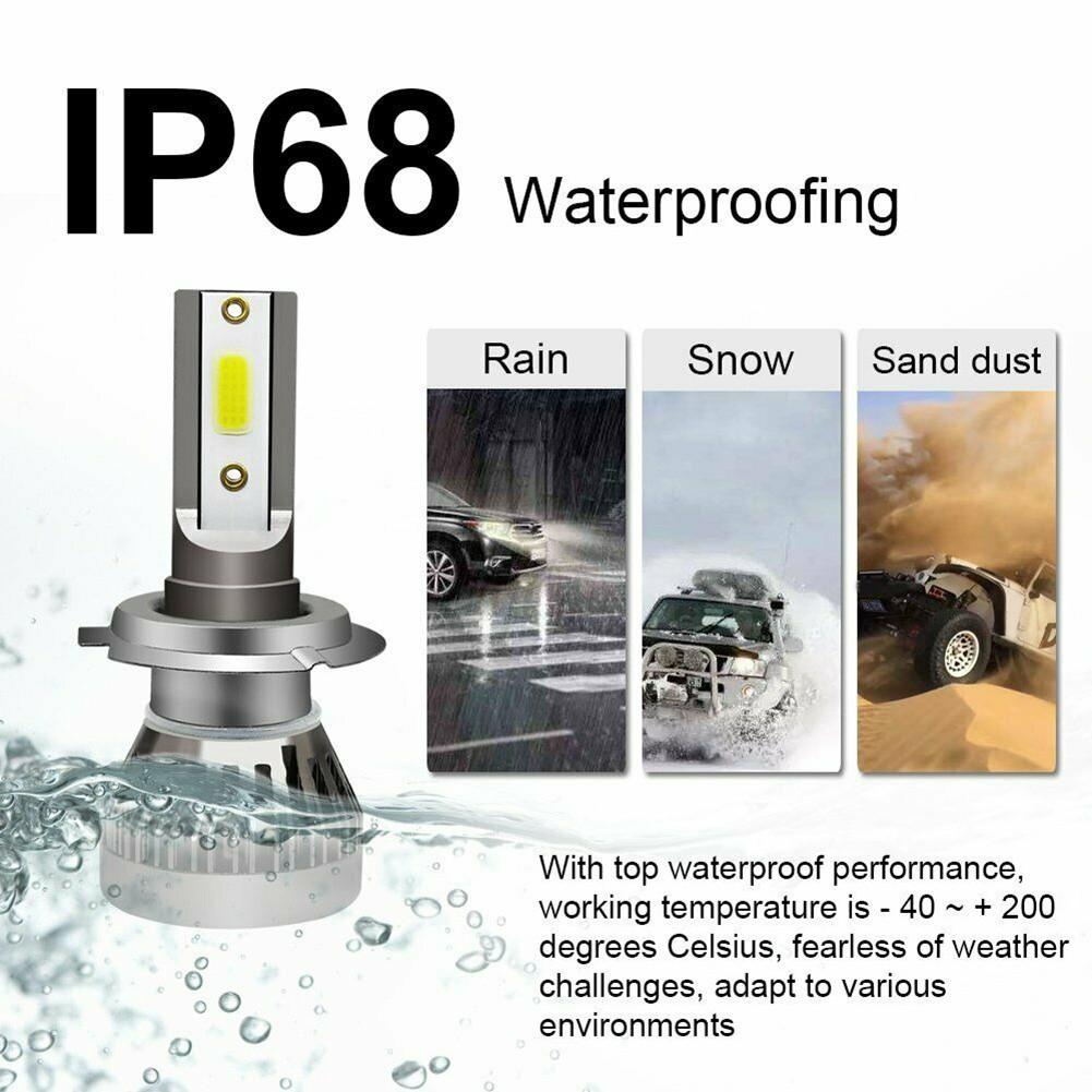 2Pcs H7 Car Light LED Headlight 200W 20000LM Hi/Low Beam Bulbs Kit 6000K Canbus Error Free Headlight Replacement Bulbs 7