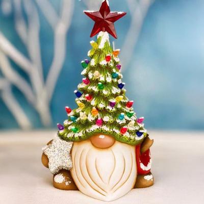 Resin Christmas Tree Dwarf Ornament For Holiday Home Decor Festive Santa And Gnome Design