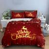 Merry Christmas Red Festive Set Bedding Duvet Cover Set Duvet Cover Pillowcases  (1*Duvet Cover 2*Pillowcases, Without Duvet Insert)