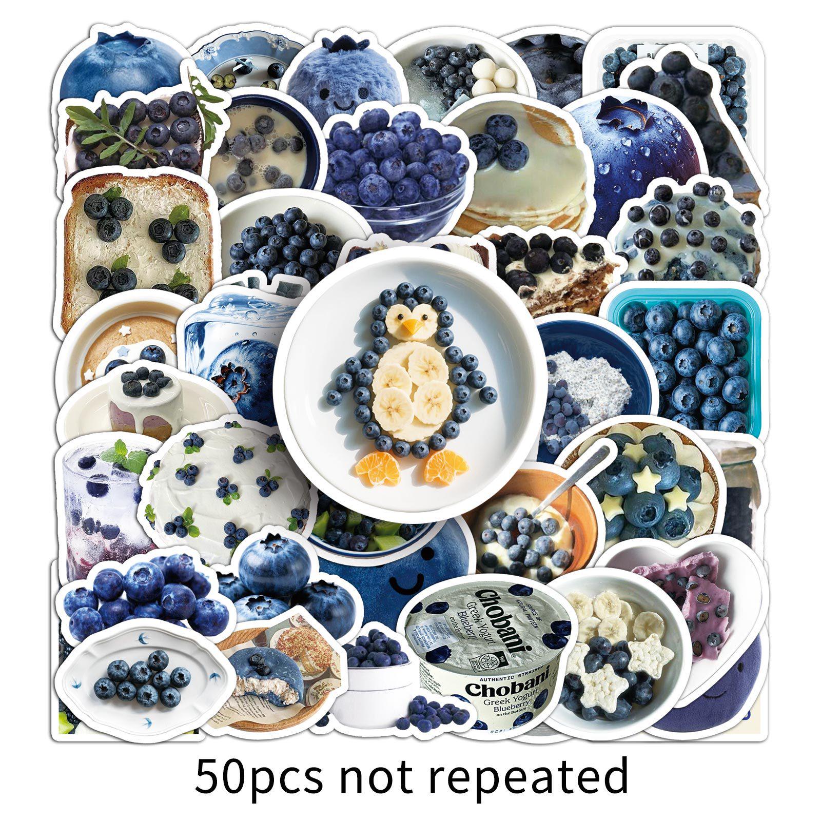 50-Piece Blueberry-Style Graffiti Stickers: Waterproof DIY Fruit Decals for Phone and Tablet Cases