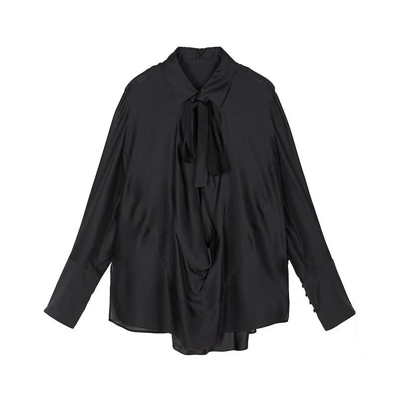 Less Women's Silk Loose Straight Long Sleeve Shirt