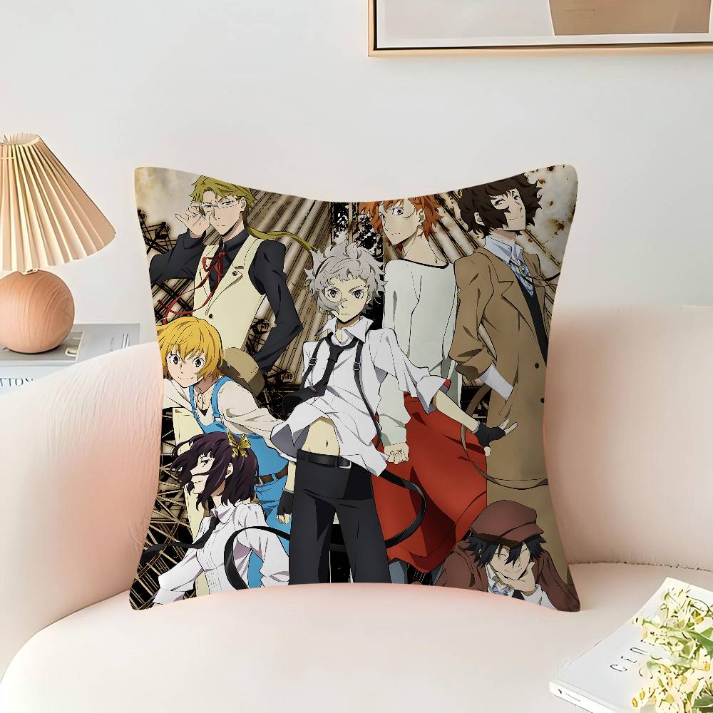 Anime B-Bungo Stray Dogs Cushion Cover Car Throw Pillow Case For Sofa Car Christmas Gift 40x40cm 45x45cm