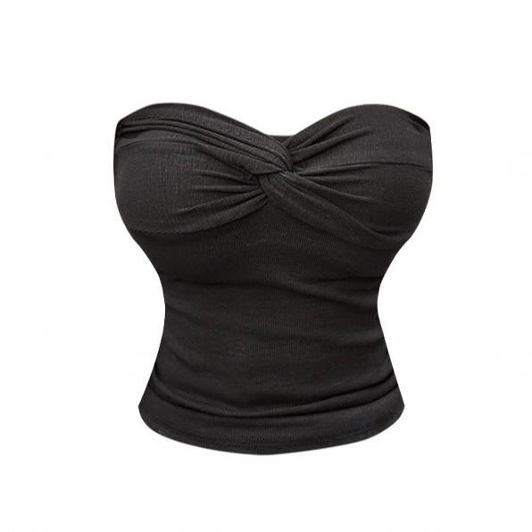 Sexy Spice Girl Beautiful Back Kink Sleeveless Tube Top Women's Summer Inner Design Sense Outer Wear Pure Desire Black Top