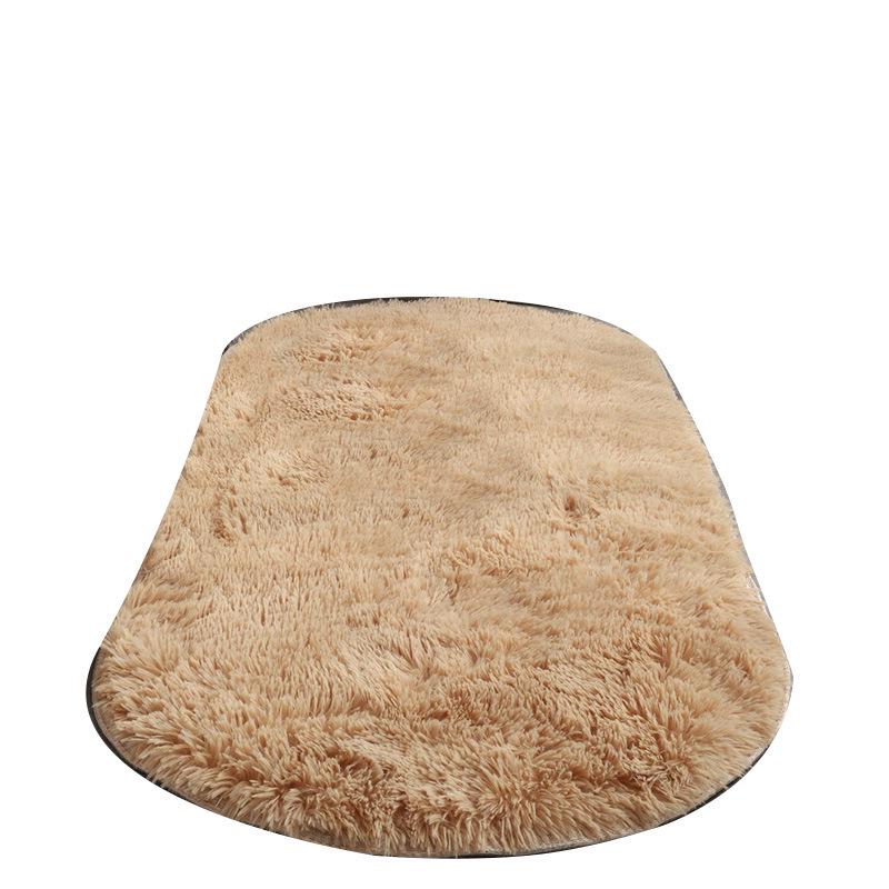 Ins Tie-Dye Oval Silk Wool Rug: Long Pile Carpet for Living Room, Bedroom, Bedside, Cloakroom, Decorative Floor Mat