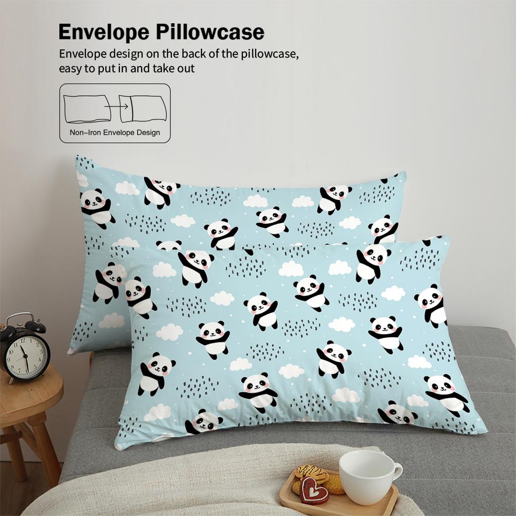 3-teiliges Bettbezug-Set (1 Bettbezug + 2 Kissenbezüge, ohne Füllung), süßes Panda Digitaldruck Bettwäsche-Set, weich, warm, hautfreundlich