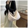 Korean Style Casual Lazy Wind Bag 2024 New Simple Large Capacity Canvas Bag Solid Color Single Shoulder Diagonal Female Bag