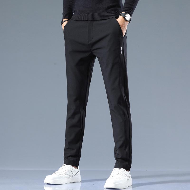 Men's Slim Fit Straight Leg Casual Pants – Elastic, Smooth, Versatile for Autumn and Winter