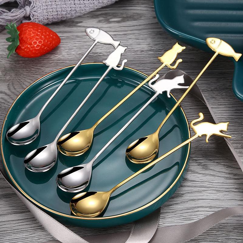 Chic and Fun Cat Shaped Spoon in 304 Stainless Steel for Dessert Delights