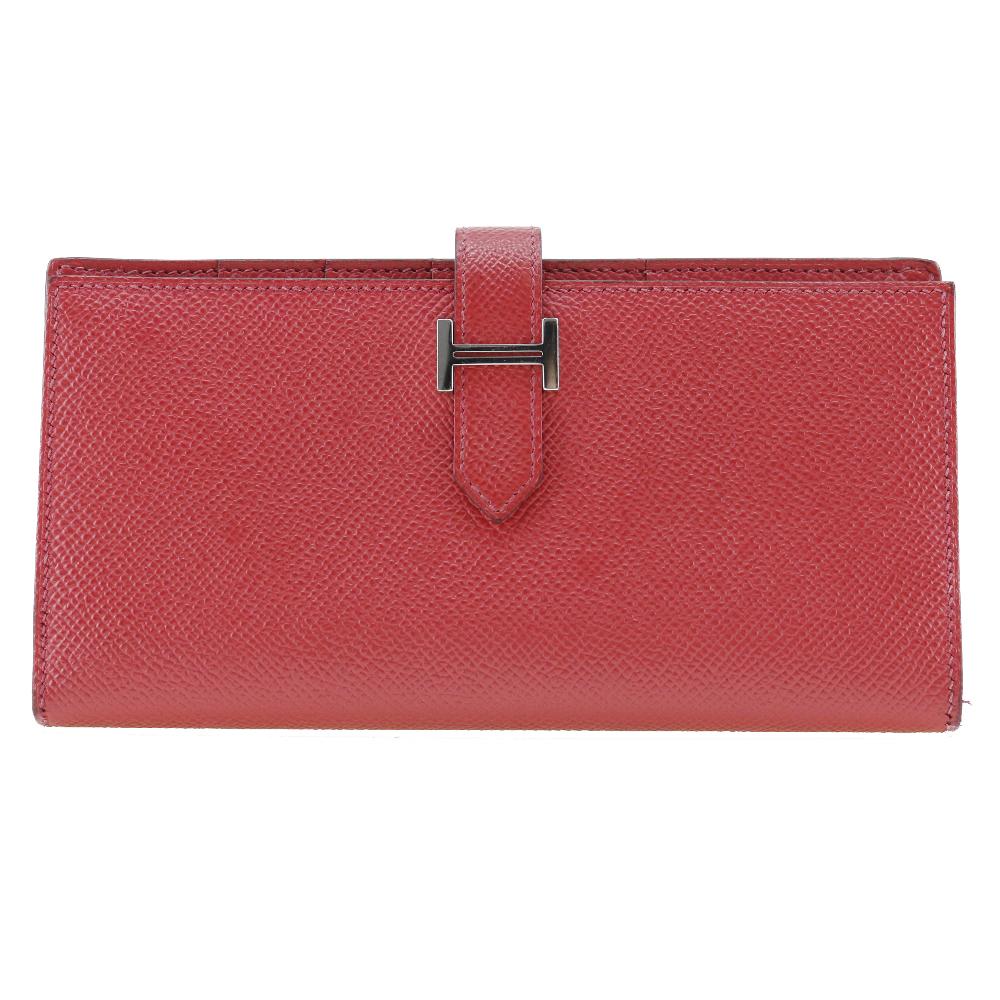 

HERMES Beansufla Purse Red/SilverHardware Epsom Women Used