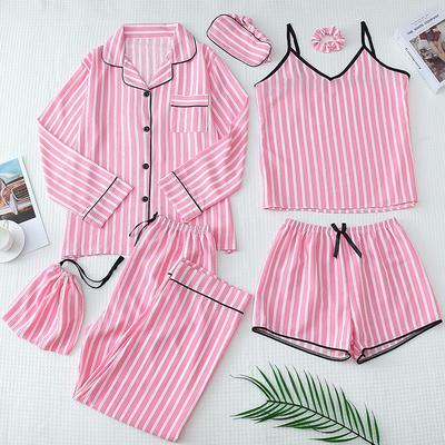 Ebeveyn-Çocuk Eşleşen Pamuklu Pijama Takımı - Kadın Atlet & Şort ile Çocuk 7 Parça Ev Giyim.