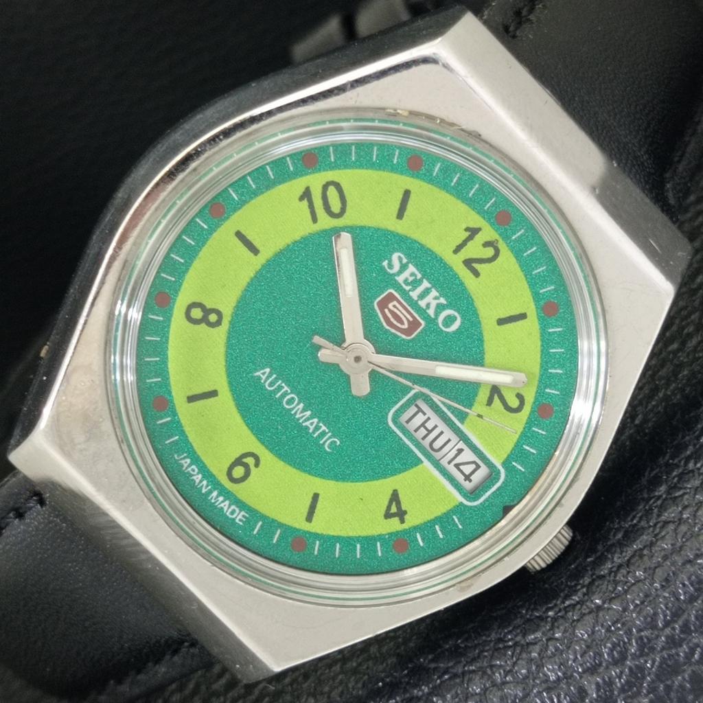 

SEIKO 5 AUTOMATIC VINTAGE JAPAN 6309A MENS GREEN COLOR DIAL WATCH a702740-1 R210-a702740