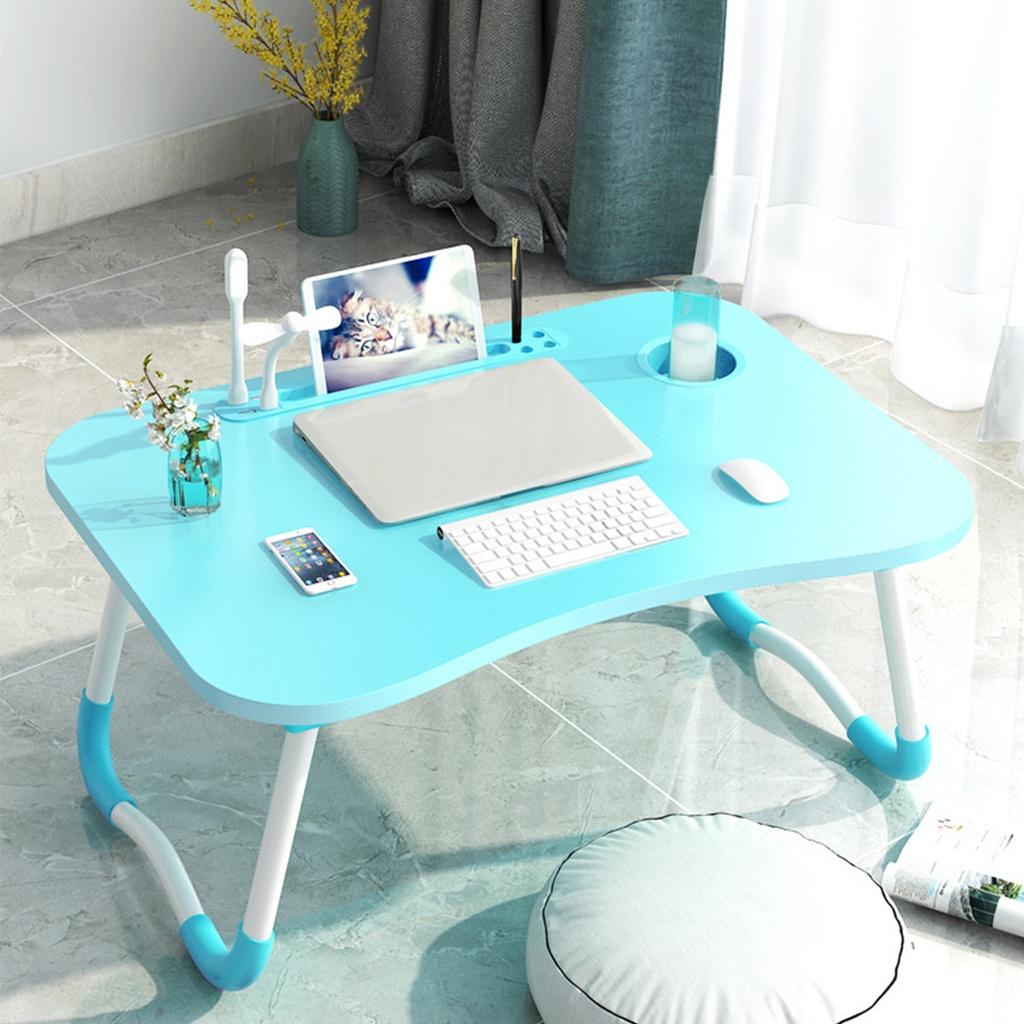 Folding Laptop Stand Holder Study Table Lamp Usb Fan Desk Wooden Foldable Computer Desk for Bed Sofa Tea Serving NEW