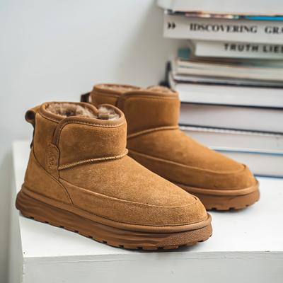 Bottes de neige nord-est bottines en cuir pour hommes hiver velours épaissi grandes chaussures en coton chaudes chaussures pain