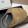 Dongdaemun Dd Circle Yarn Cute Ear Protection Hat Warm Soft Waxy Elastic Face Small Knitted Flying Hat