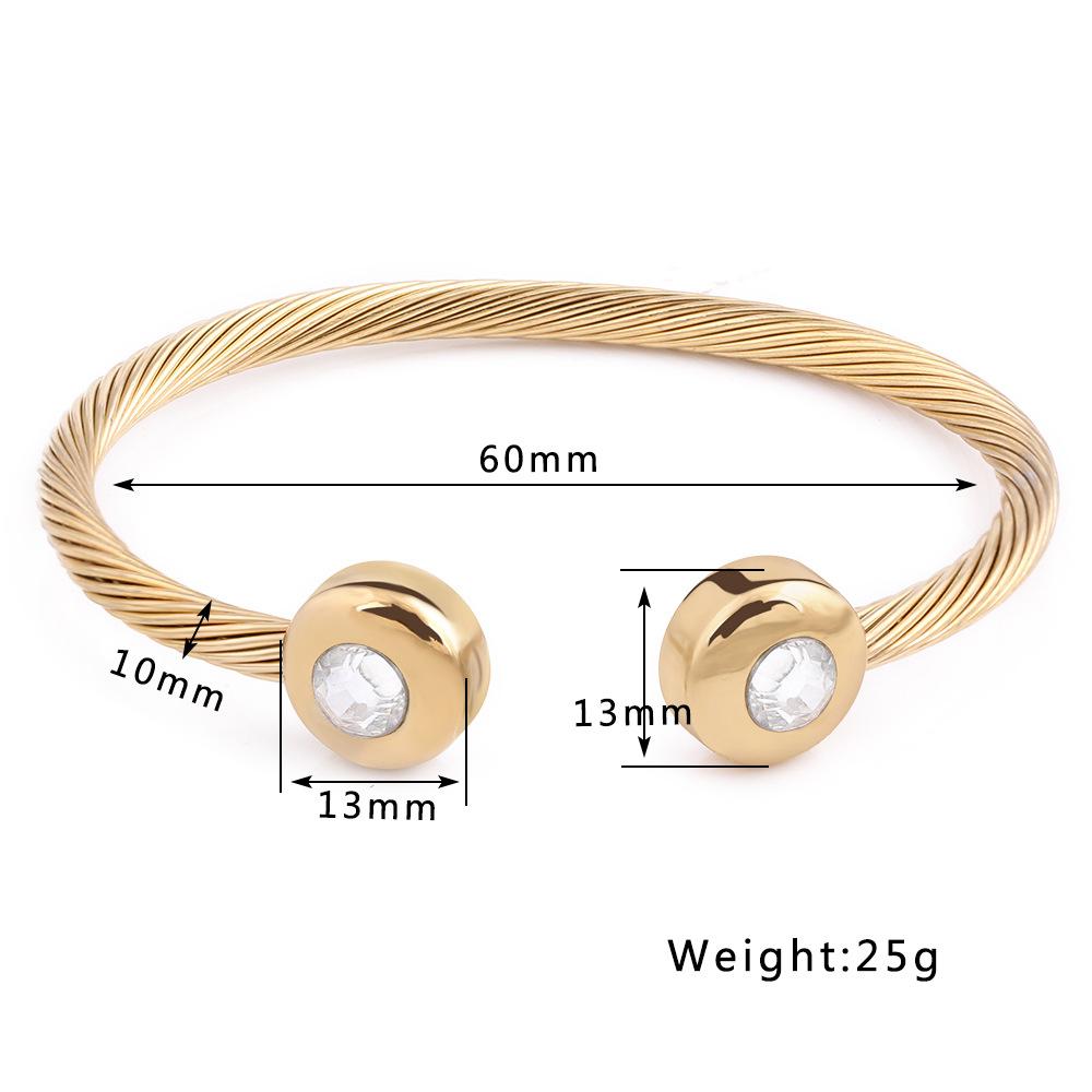 Personalized Cable Symmetrical Round Opening Inlaid Zirconium Bangle Bracelet