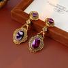Baroque Style Zircon Earrings,Ornate Filigree Gemstone Earrings,Vintage Gemstone Drop Earrings,