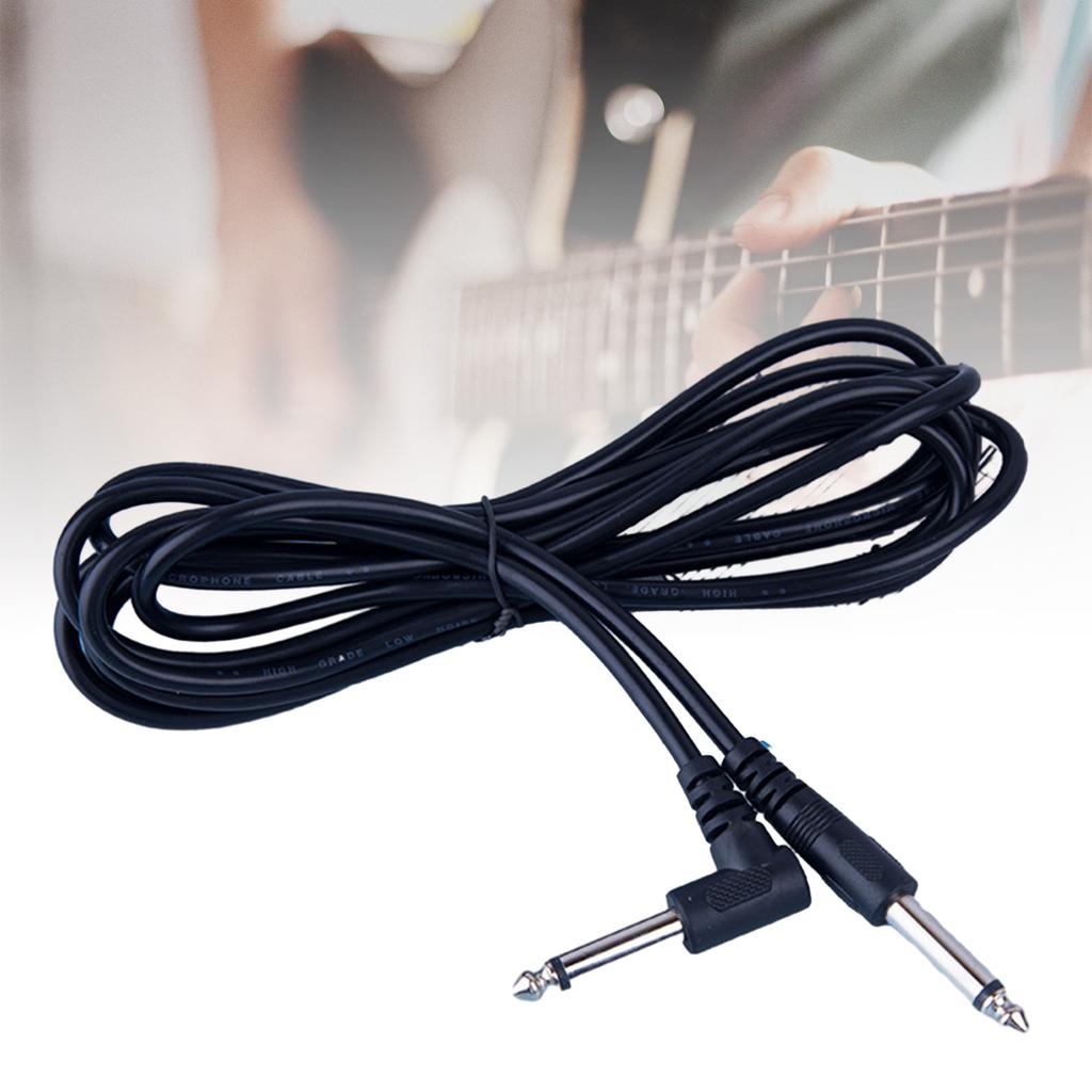 Guitar Instrument Cable Straight To Right-Angled Gold Plated 6.35mm Guitar Cord 3 Meter for Guitar Keyboards Mixers