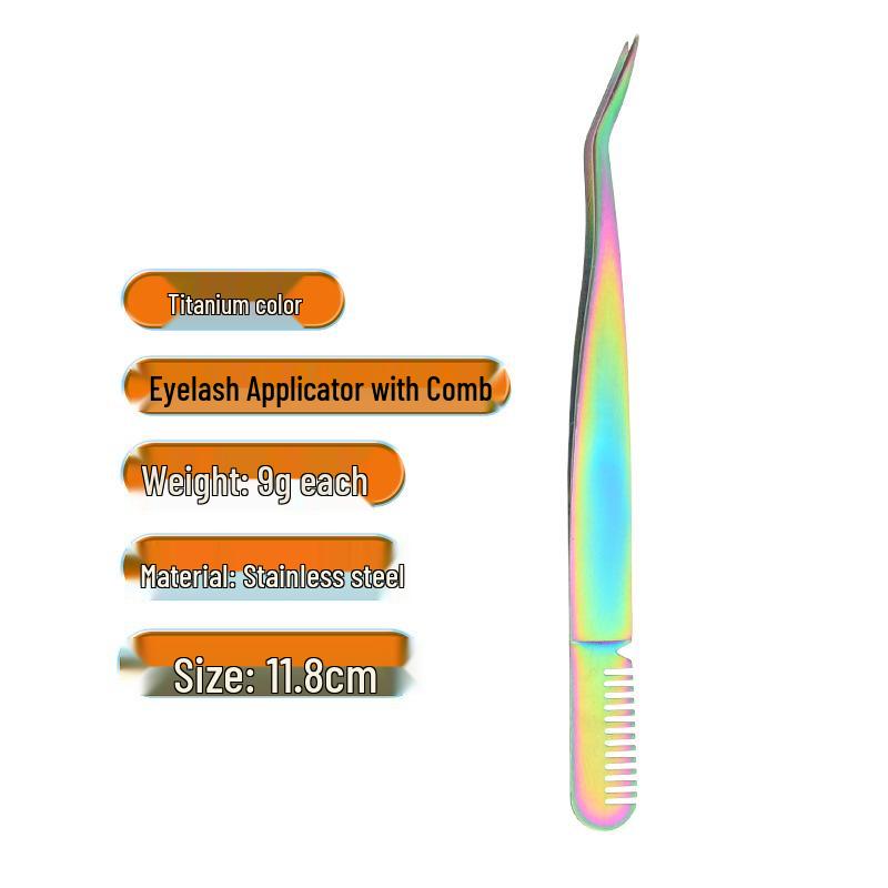 Stainless Steel Eyelash Curler with Fine Tip Tweezers & Eyebrow Comb
