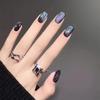 Xiaohongshu Rainbow Cat Eye French Nail Art Stickers - Short Removable Gel False Nails