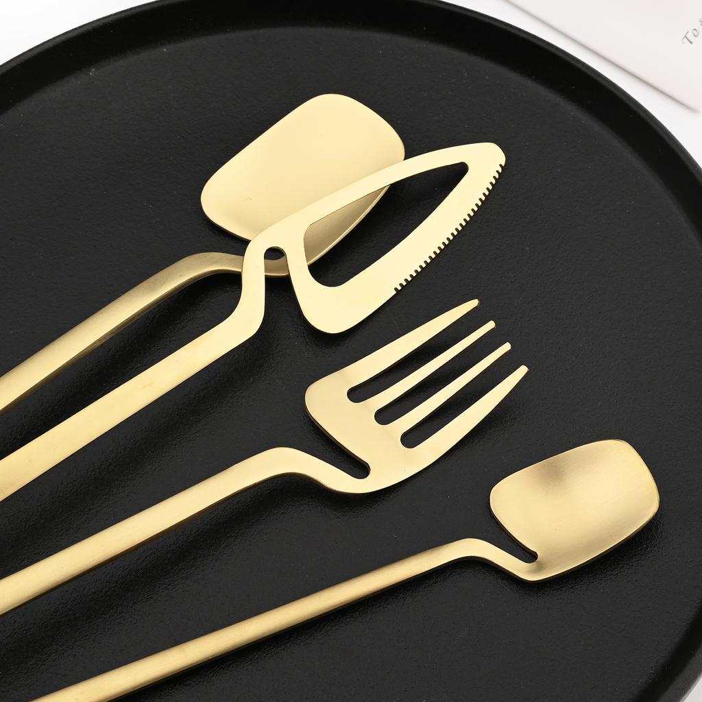 Newest Orange Silver 304 Stainless Steel Dinnerware High Quality 24Pcs Cutlery Set Matte Blue Flatware Knife Fork Spoon Hanging Tableware Set