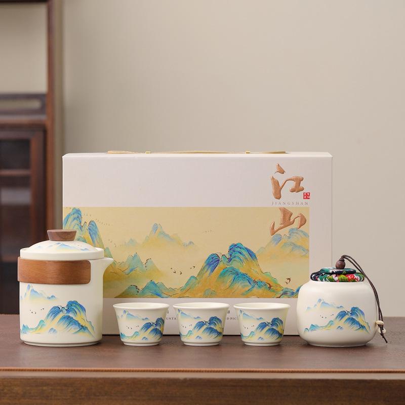 

Business company festival gift set, thousands of miles of Jiangshan gift box, tea set, car enterprise activities to send customers gifts