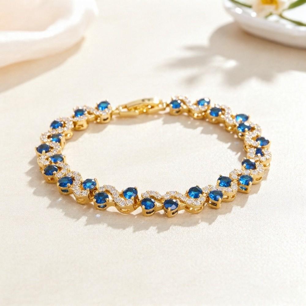 Colorful Crystal Gemstone Bracelet Zinc Zinc Alloy Fashion Jewelry Zircon Cross Hand Chain  Dinner Parties