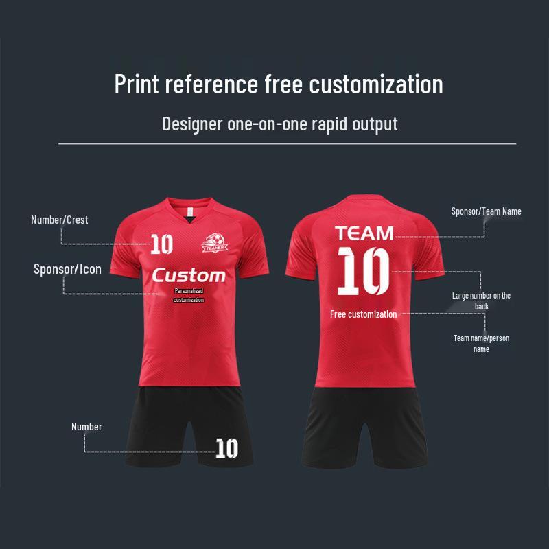 New Quick-Dry Short Sleeve Football Kit for Adults & Students - Team Sports Competition Uniforms for Children.