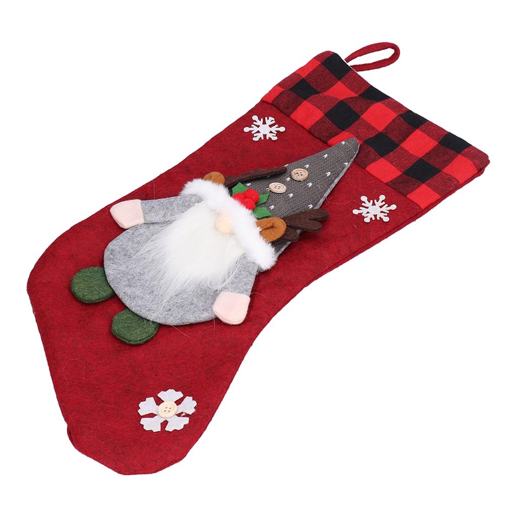 Christmas Stocking with Faceless Doll Decor Home Shop Party Xmas Tree Gift Bag Ornament PendantRed