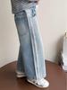 Girls' Rhinestone Lace Denim Pants - Spring/Autumn 2026: Stylish Wide-Leg Fashion for Little Girls