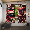 2pcs Vintage Paisley Pattern Curtains   Rod Pocket Mount   Polyester Material   Red & Golden Floral Design on Black Background   Sem