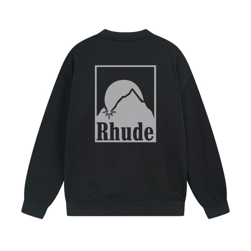 Rhude Vintage Letter Print Oversized Hoodie Men Women Casual Streetwear Sweatshirt