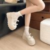 Fashion 2025 New Women Mary Jane Shoes Autumn Round Toe Vintage Bow Knot Platform Shoes Height Increase Comfortable Fashion Single Shoes