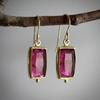 Retro Trendige Rote Farbe Inlaid Zirkon Quadratische Ohrringe, Personalisierte Kreative Holiday Party Accessoires Schmuck für Damen
