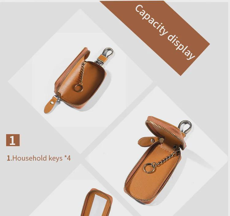 2023 Men's Genuine Leather Retro Car Key Cover, Contrast Color, Single & Double Layer Options