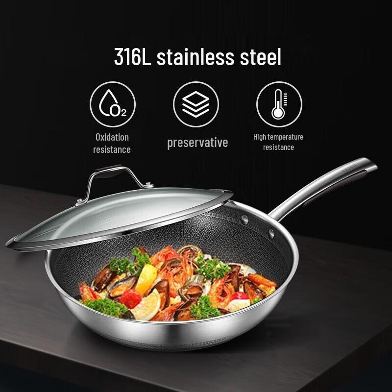 Midea 32 см 316L Нержавеющая сталь Антипригарный вок