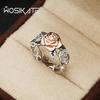 WOSIKATE   CopperWith 14K Rose Gold Plated Flower Ring For Women Fashion Jewellery Vintage Separate Colours Ring