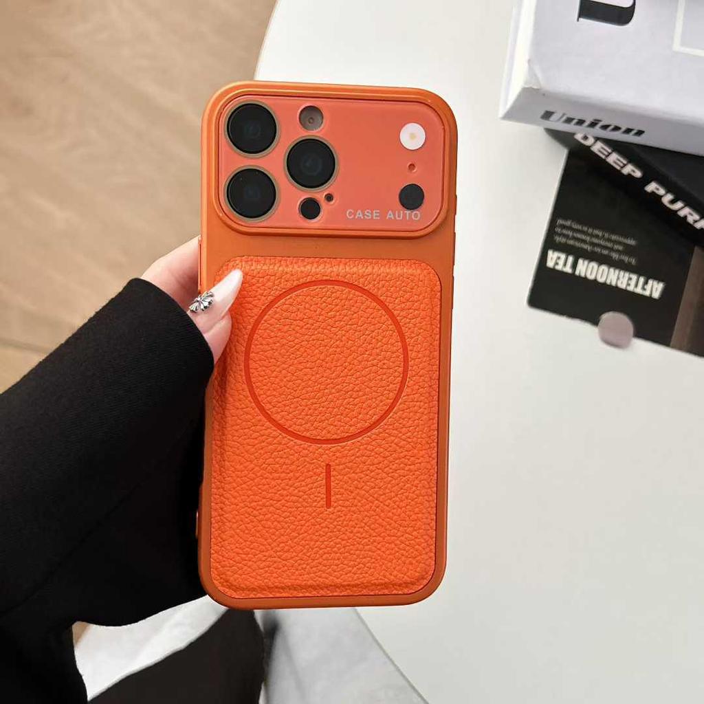 UDILIS Lychee Pattern Magnetic Case for iPhone 15 Pro - Crystal Lens Protection and High-End Feel