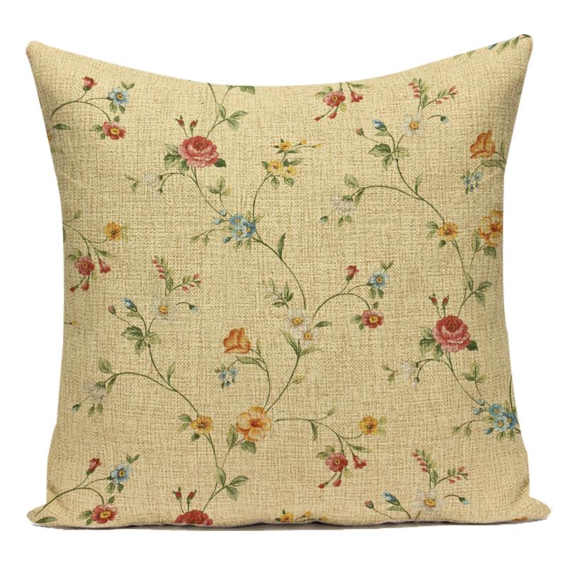 Polyester Cojines Decorativos Para Sofa Farmhouse Decor Flower Floral Pillow Cover Decorative Cushion Cover For Living Room