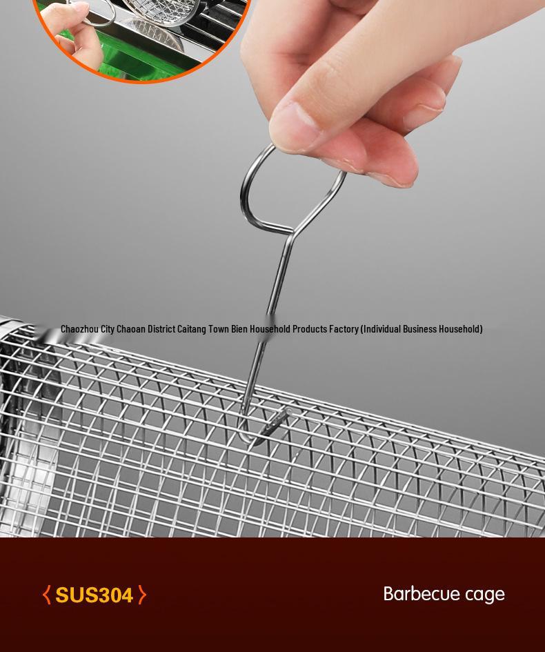 Stainless Steel Rolling BBQ Basket - Outdoor BBQ Tool
