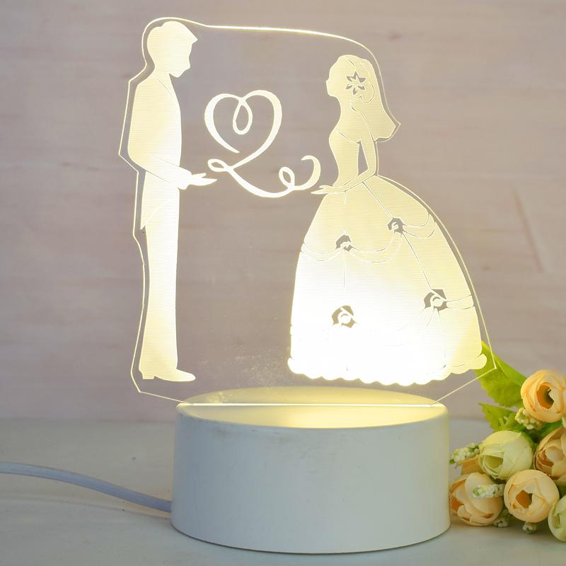 Customize Acrylic 3D Illusion LED Warm White Night Light for Living Room Kids Bedroom Decorative Lamp with USB Power