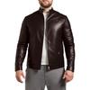 European and American men's stand-up collar PU leather jacket slim jacket jacket fashion business motorcycle style leather jacket