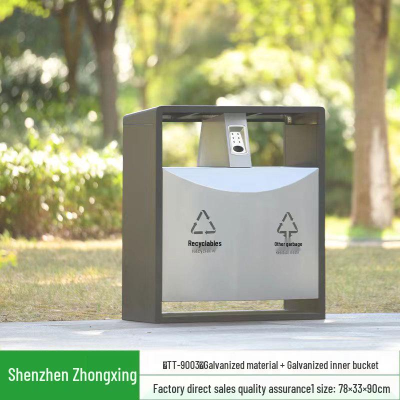 Stainless Steel Outdoor Trash Can: Large Sanitation Bin for Fruit Peels and Waste