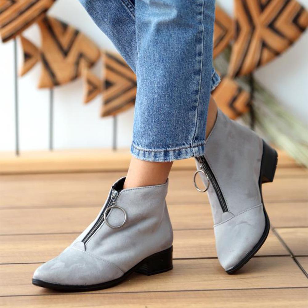 

Модные женские сапоги на толстом каблуке с застежкой-молнией A950-20