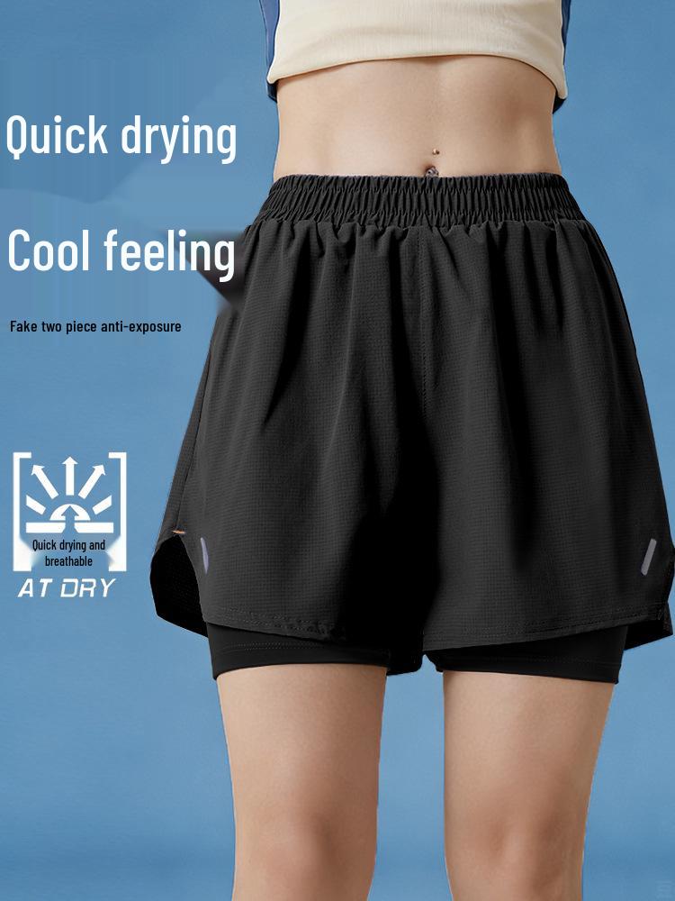 Two-Piece Women's Quick-Drying Sports Shorts - Perfect for Summer Badminton, Tennis, Running, and Yoga