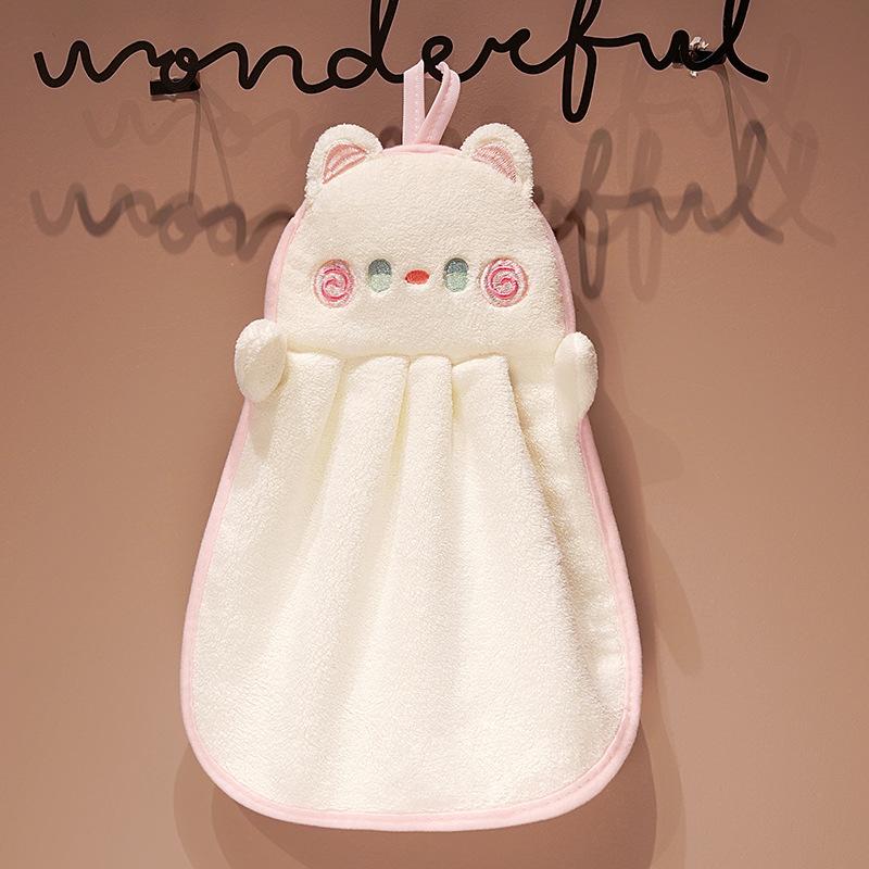 Cartoon Hug Cat Hand Towel Hanging Soft Absorbent Towel, Household Kitchen Cute Children'S Hand Towel
