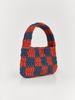 Bowlloon Checkerboard Crochet Bag (Brick/Blue)